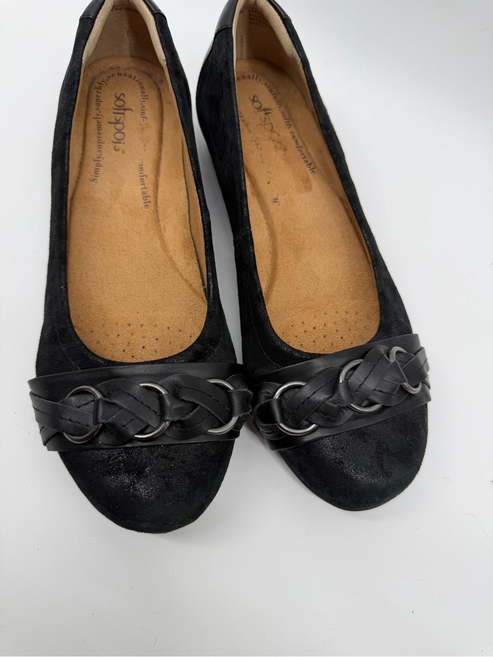 Softspots Black Braided Ring Accent Ballet Flats